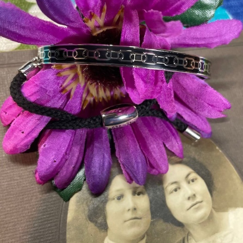 "Skinny" Adjustable Halcyon Days Palladium Plated Friendship Bracelet